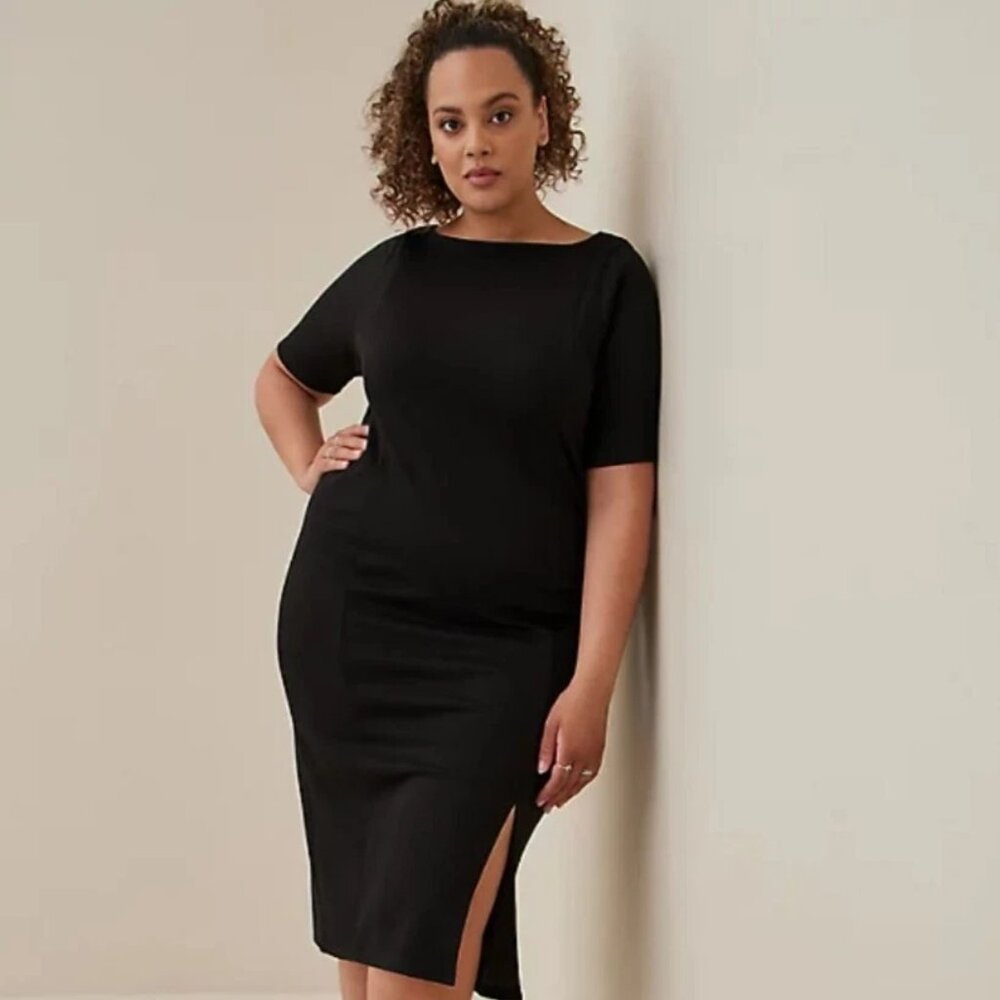 NWOT Torrid Bodycon Midi Dress Women Size Black Cupro Studio Chic 3X